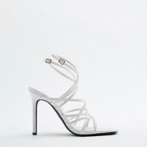 Zara White Crisscross strap sandal in size 8. Only worn once.